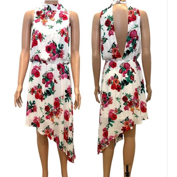 Express XL halter assymetrical sleeveless floral dress D3 2861 - Picture 1 of 10